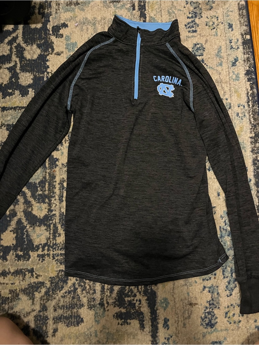 Colosseum Black Heather Half-Zip with Light Blue Trim